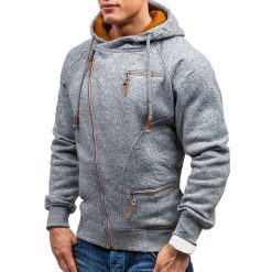 Men's Solid Hoodie with Zipper - Image 5