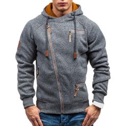 Men's Solid Hoodie with Zipper - Image 4