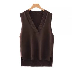 Women's V-Neck Knitted Vest - Image 7