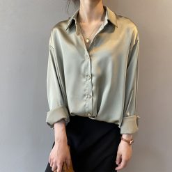 Button Up Elegant Silk Shirt - Image 4