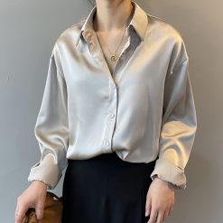 Button Up Elegant Silk Shirt - Image 3