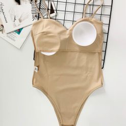 Solid Color Sexy Bodysuit with Spaghetti Straps - Image 4