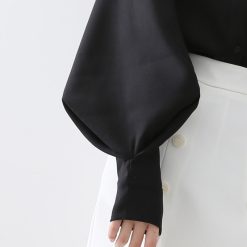 Mandarin Collar Lantern Sleeve Blouse for Women - Image 5